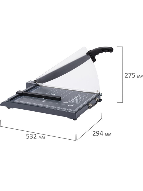 Резак сабельный BRAUBERG KATANA TSP-412, А4, на 12 л., длина реза 330 мм, пластиковое основание, защитный экран, 532987