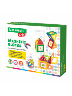Магнитный конструктор MAGNETIC BLOCKS-19, 19 деталей, BRAUBERG KIDS, 663843