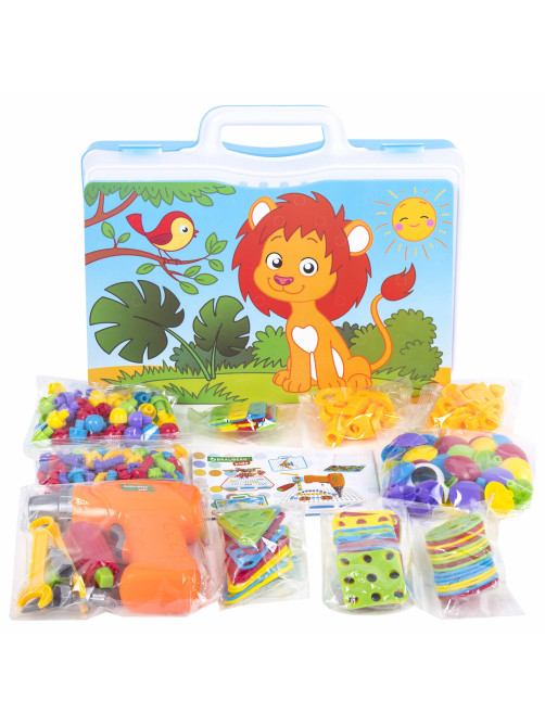 Конструктор с шуруповертом РАЗВИВАЮЩИЙ 247 деталей, BRAUBERG KIDS, 665204