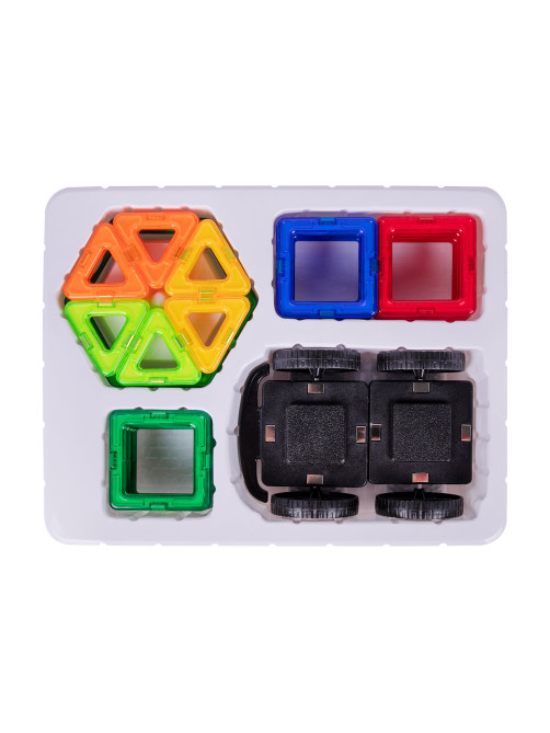 Магнитный конструктор BIG MAGNETIC BLOCKS-34, 34 детали, с колесной базой, BRAUBERG KIDS, 663845