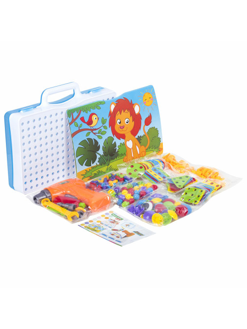 Конструктор с шуруповертом РАЗВИВАЮЩИЙ 247 деталей, BRAUBERG KIDS, 665204