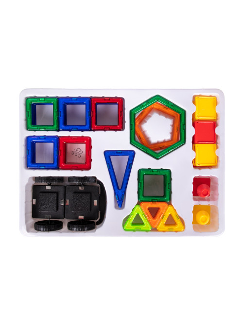 Магнитный конструктор BIG MAGNETIC BLOCKS-64, 64 детали, с колесной базой, BRAUBERG KIDS, 663847