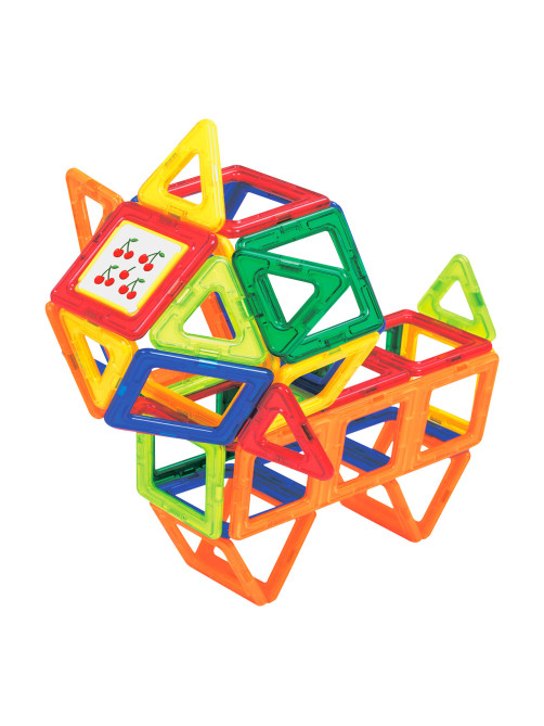 Магнитный конструктор BIG MAGNETIC BLOCKS-64, 64 детали, с колесной базой, BRAUBERG KIDS, 663847