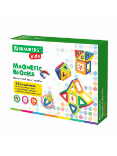 Магнитный конструктор MAGNETIC BLOCKS-26, 26 деталей, BRAUBERG KIDS, 663844