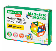 Магнитный конструктор MAGNETIC BLOCKS, 20 магнитных деталей, BRAUBERG KIDS, 665718