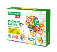 Магнитный конструктор BIG MAGNETIC BLOCKS-64, 64 детали, с колесной базой, BRAUBERG KIDS, 663847