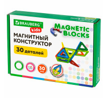 Магнитный конструктор MAGNETIC BLOCKS, 30 магнитных деталей, BRAUBERG KIDS, 665719