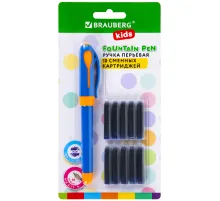 Ручка перьевая с 10 сменными картриджами, иридиевое перо, BRAUBERG KIDS, 143955