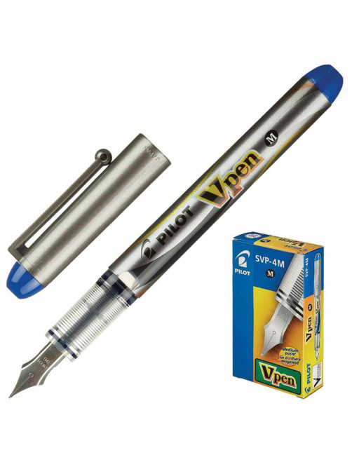 Ручка перьевая PILOT V-Pen, СИНЯЯ, корпус серый, линия письма 0,58 мм, SVP-4M L