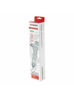 Сетевой фильтр SONNEN DX04, 4 розетки, 2 USB-порта, с заземлением, 10 А, 1,5 м, графит, 513493