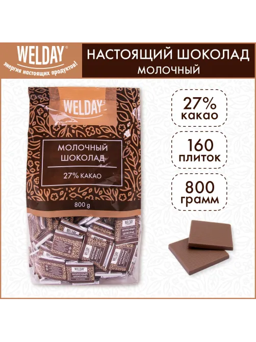 Шоколад порционный высшего качества WELDAY (ВЭЛДЭЙ) 