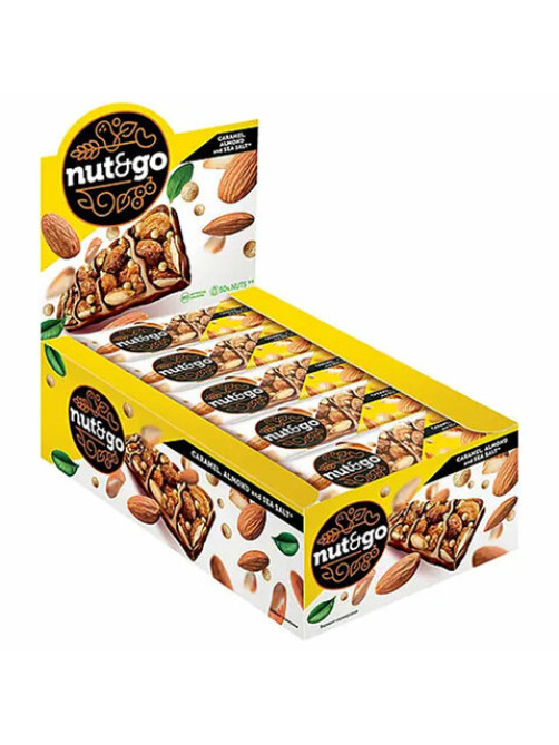 Батончик NUT AND GO из цельного миндаля в соленой карамели, 34 г, шоу-бокс, ВК313