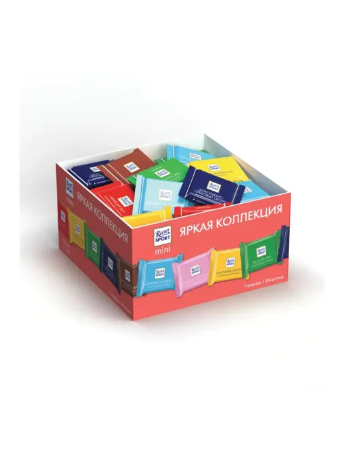 Шоколад порционный RITTER SPORT, набор 7 вкусов, 84 плитки по 16,7 г, R 484C