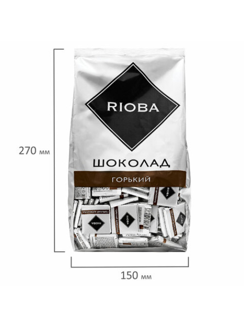 Шоколад порционный RIOBA Горький 72%, 800 г, пакет, 366306
