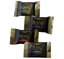 Шоколад порционный KONFESTA горький 68%, 72%, 85%, 90% какао, 1100 г (220 штук по 5 г)
