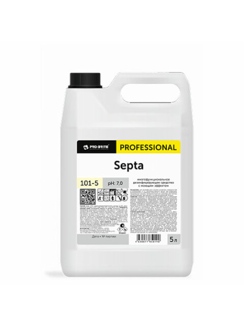 Средство моющее c дезинфицирующим эффектом, 5 л, PRO-BRITE SEPTA, концентрат, 101-5