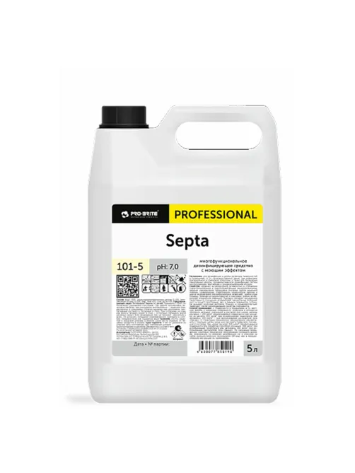 Средство моющее c дезинфицирующим эффектом, 5 л, PRO-BRITE SEPTA, концентрат, 101-5