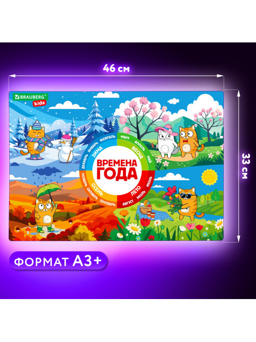Настольное покрытие BRAUBERG KIDS, А3+, пластик, 46x33 см, 