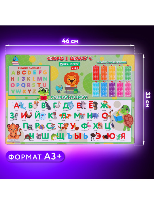 Настольное покрытие BRAUBERG KIDS, А3+, пластик, 46x33 см, 