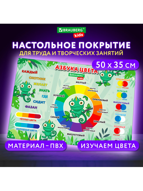 Настольное покрытие BRAUBERG KIDS для труда и творческих занятий, ПВХ, 