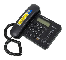 Телефон PANASONIC KX-TS2358RUB, черный, память 50 номеров, АОН, спикерфон, ЖК дисплей с часами, тональный / импульсный режим