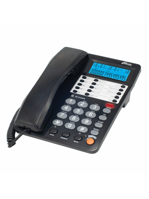 Телефон RITMIX RT-495 black, АОН, спикерфон, память 60 номеров, тональный / импульсный режим, черный, 80002152