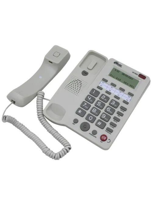 Телефон RITMIX RT-550 white, АОН, спикерфон, память 100 номеров, тональный / импульсный режим, белый, 80002154