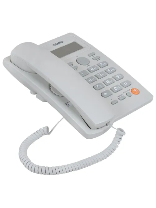 Телефон SANYO RA-S306W, спикерфон, память 50 номеров, тональный / импульсный режим, белый