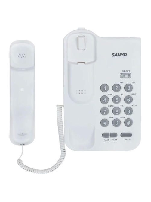 Телефон проводной SANYO RA-S108W, тональный / импульсный режим, повтор, белый