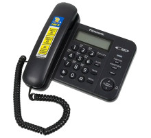 Телефон PANASONIC KX-TS2356RUB, черный, память 50 номеров, АОН, ЖК-дисплей с часами, тональный / импульсный режим