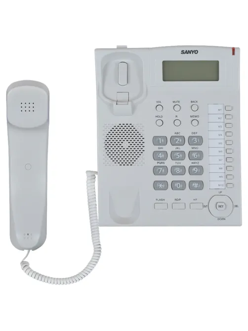 Телефон SANYO RA-S517W, спикерфон, память 30 номеров, тональный / импульсный режим, белый