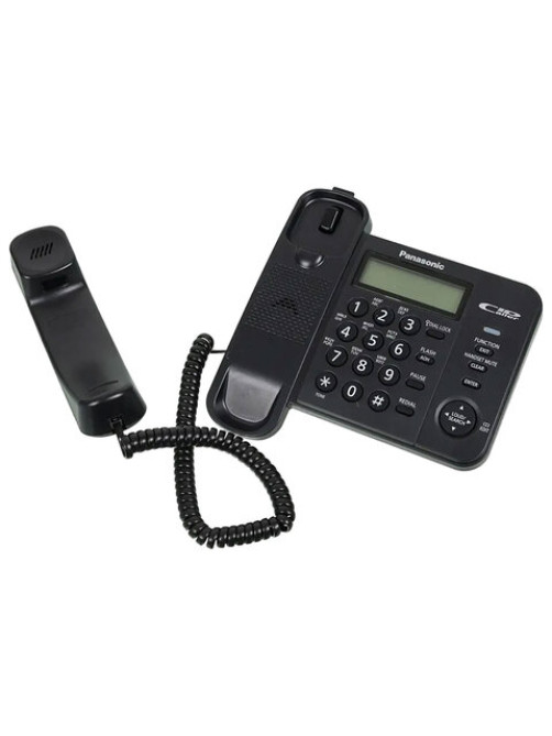 Телефон PANASONIC KX-TS2356RUB, черный, память 50 номеров, АОН, ЖК-дисплей с часами, тональный / импульсный режим