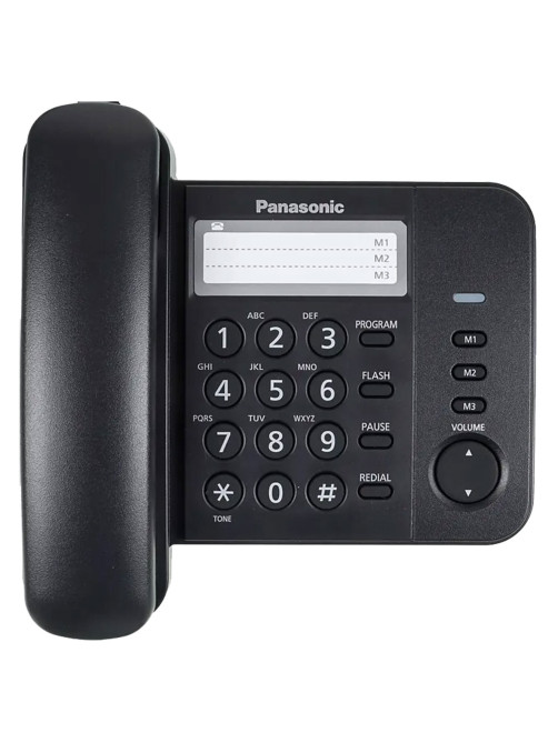 Телефон PANASONIC KX-TS2352RUB, черный, память 3 номера, повторный набор, тональный / импульсный режим, индикатор вызова