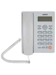 Телефон SANYO RA-S306W, спикерфон, память 50 номеров, тональный / импульсный режим, белый