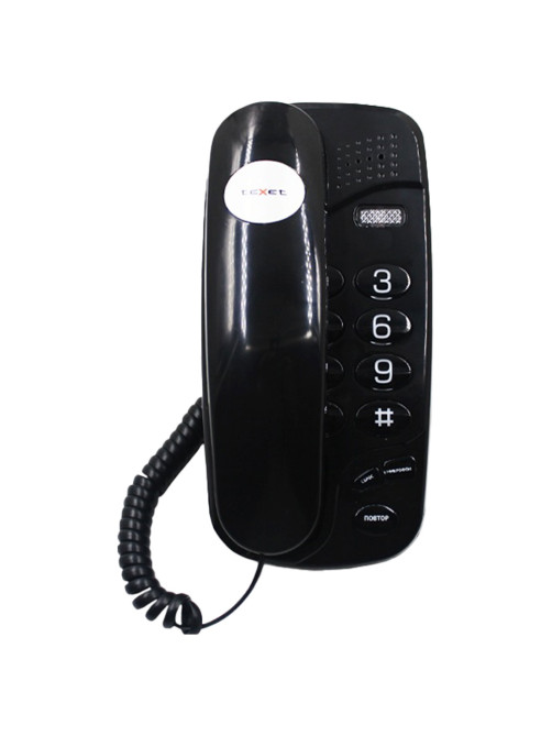 Телефон TEXET TX-238, световая индикация звонка, тональный / импульсный режим, повтор, черный, 126898