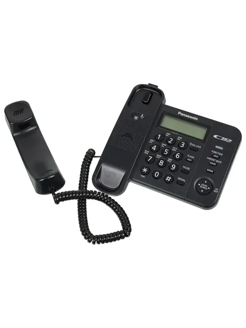 Телефон PANASONIC KX-TS2356RUB, черный, память 50 номеров, АОН, ЖК-дисплей с часами, тональный / импульсный режим