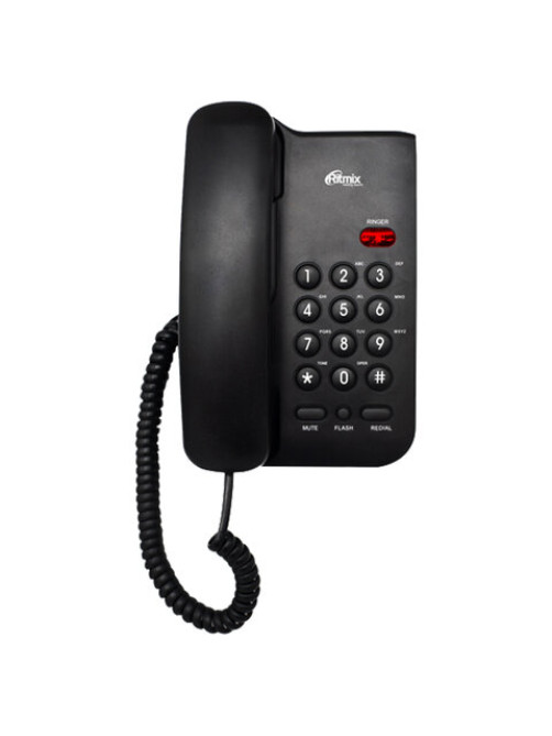 Телефон RITMIX RT-311 black, световая индикация звонка, тональный / импульсный режим, повтор, черный, 80002231