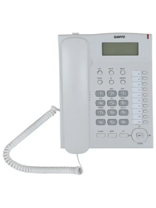 Телефон SANYO RA-S517W, спикерфон, память 30 номеров, тональный / импульсный режим, белый