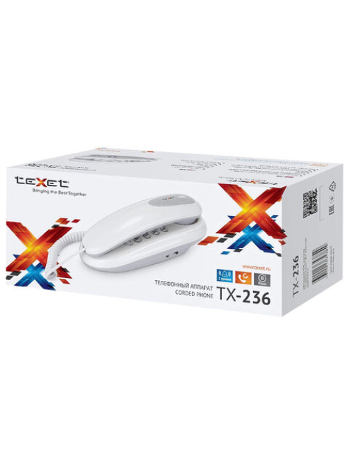 Телефон TEXET TX-236, тональный / импульсный режим, повтор, серый, 125840
