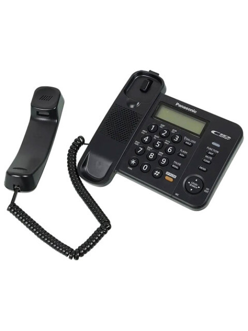 Телефон PANASONIC KX-TS2358RUB, черный, память 50 номеров, АОН, спикерфон, ЖК дисплей с часами, тональный / импульсный режим