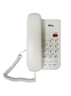 Телефон RITMIX RT-311 white, световая индикация звонка, тональный / импульсный режим, повтор, белый, 80002232