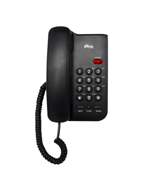 Телефон RITMIX RT-311 black, световая индикация звонка, тональный / импульсный режим, повтор, черный, 80002231