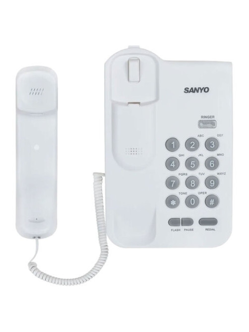 Телефон проводной SANYO RA-S108W, тональный / импульсный режим, повтор, белый