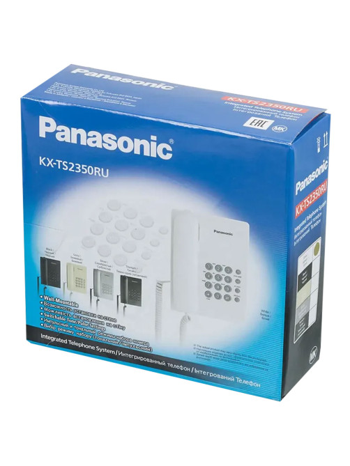 Телефон PANASONIC KX-TS2350RUW, белый, повторный набор, тональный / импульсный режим