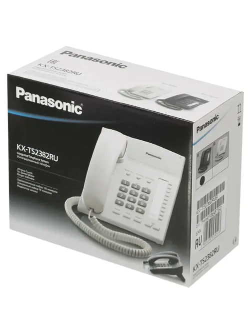Телефон PANASONIC KX-TS2382RUB, память 10 последних набранных номеров, тональный/импульсный режим, повтор, чёрный