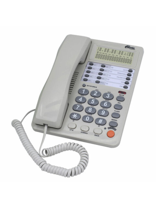 Телефон RITMIX RT-495 white, АОН, спикерфон, память 60 номеров, тональный / импульсный режим, белый, 80002153