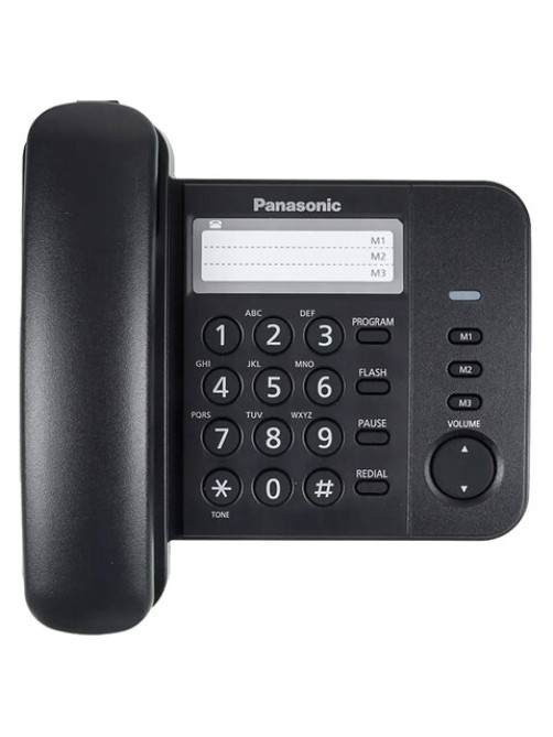 Телефон PANASONIC KX-TS2352RUB, черный, память 3 номера, повторный набор, тональный / импульсный режим, индикатор вызова