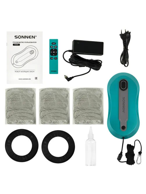 Робот-мойщик окон SONNEN Tech RWC-124 DUAL SPRAY, датчик от падения, 26 салфеток, приложение, 456237