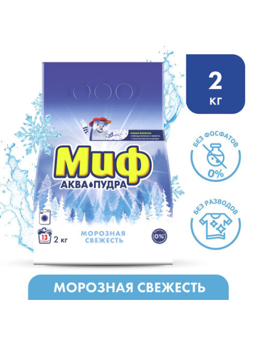 Стиральный порошок-автомат 2 кг, МИФ, 3 в 1, 