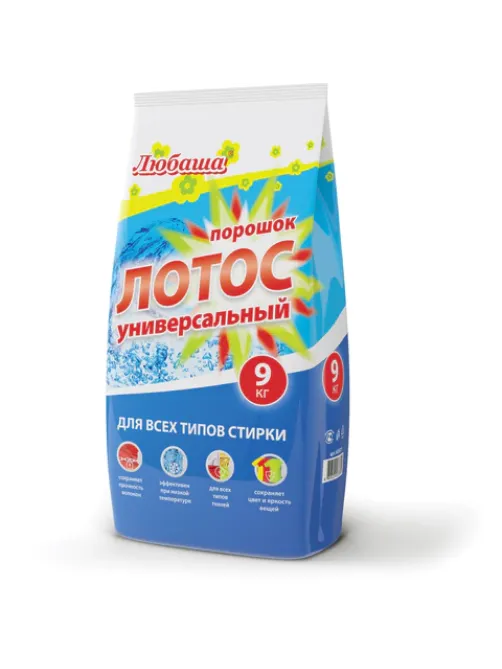Стиральный порошок для всех типов стирки 9 кг ЛЮБАША, для всех типов тканей, 605571